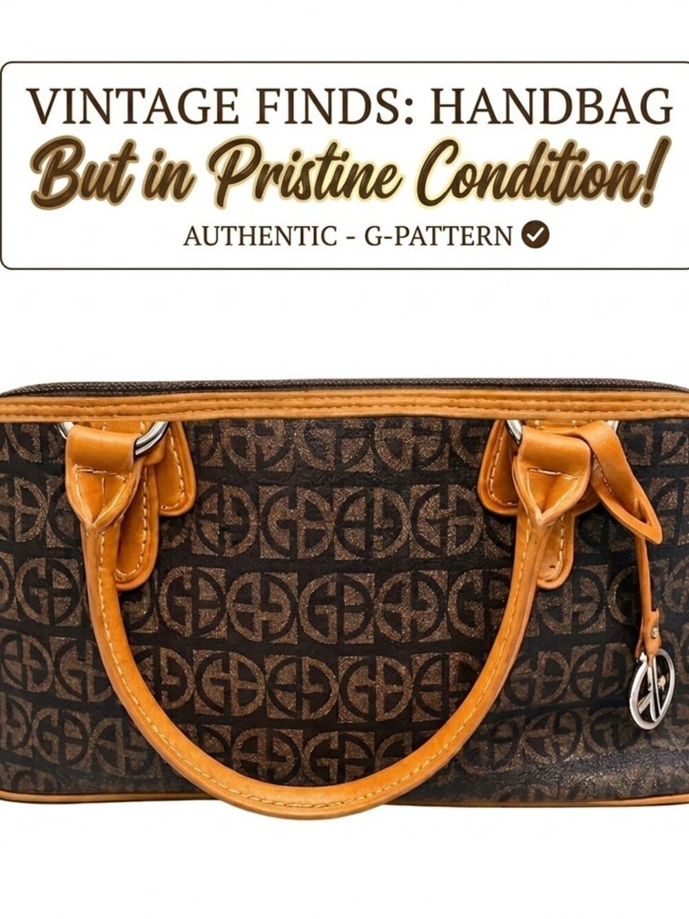 Giani Bernini Brown Monogram Satchel with Tan Trim